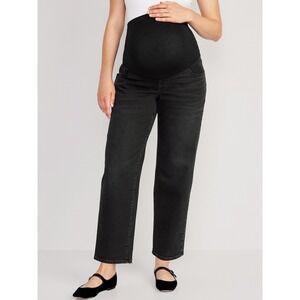 NEW Womens Maternity Full-Panel OG Loose Black Straight‎ Leg Jeans Sz 6 Short
